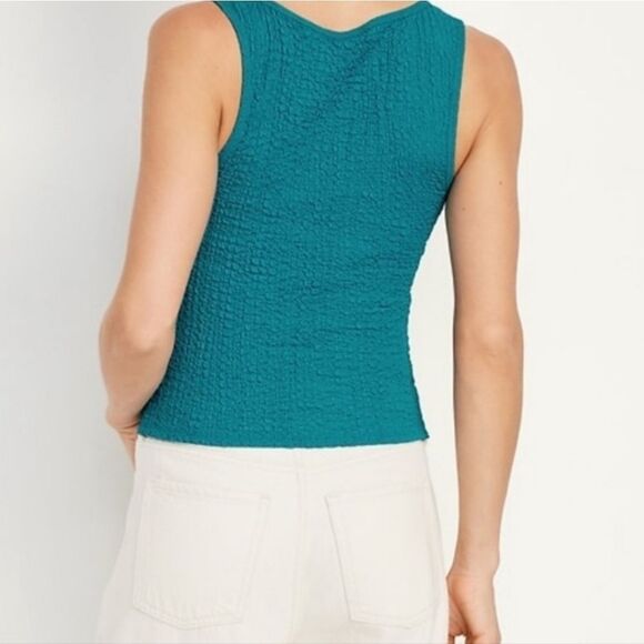 🔺️Old Navy Teal Square Neck Textured Sleeveless Top Small - Picture 2 of 11